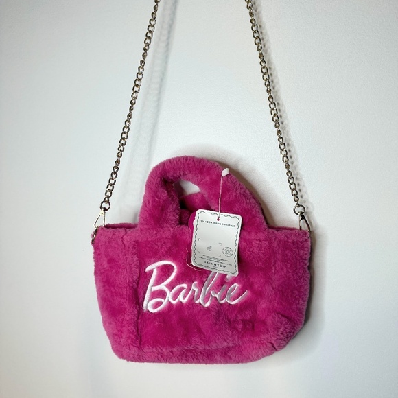NWT Skinnydip x Barbie Pink Grab Bag Fluff Fur Mini Tote 2023 Limited Edition - Picture 1 of 8